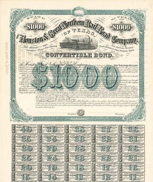 Houston and Great Northern Railroad Co. of Texas - $1,000 8% Railway Bond